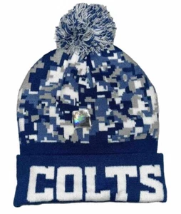 NUOVO berretto cappello invernale Indianapolis Colts Lucas blu olio digitale mimetico pom berretto - Foto 1 di 4
