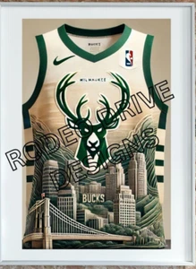 Milwaukee Bucks Skyline Legacy Poster 11X17 NBA Bucks Basketball Limited Edition - Picture 1 of 2