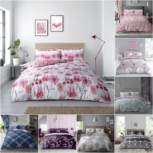 3 & 4 Piece Complete Duvet Quilt Cover Bedding Set Pillowcase + Fitted Bed Sheet