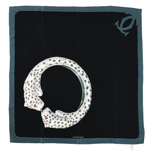 New CARTIER Black Panthere Bracelet 100% Silk Scarf 33" 85 cm Italy - Picture 1 of 8