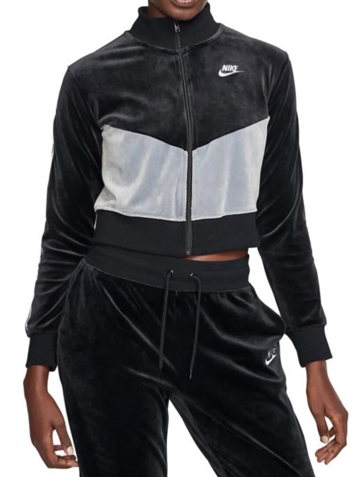 Nike Sportswear Women's Heritage Black Grey Jacket Size M Wb25