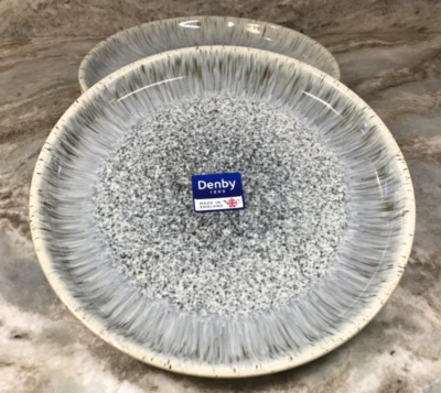 Denby Dinner Plates. Halo Set Of 4 Made In England. Coupe Style. New. - Image 1 of 4