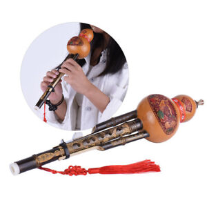 1pc Chinese Handmade Hulusi Black Bamboo Flute Ethnic Musical Instrument C Key