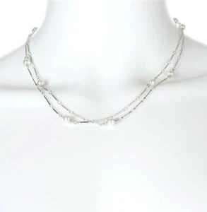 Lauren by Ralph Lauren Silver Faux Pearl Necklace $74 - Picture 1 of 3