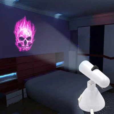 Calavera Llameante Púrpura Decoración Hogar Bar Tienda Lámpara Interior Proyector LED Luz de Sombra Foto 1 de 4