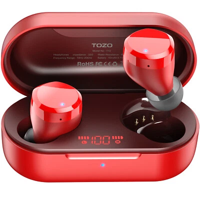 TOZO T12 True Wireless Earbuds Bluetooth 5.3 Digital LED Display IPX8 Waterproof