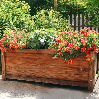 Wood Planter Box Square Rectangle Raised Garden Bed Vegetable Flower Herb Growin - Image 1 of 4