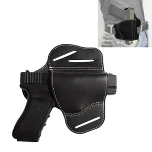 Tactical 3 Slot Waist Belt Universal Pancake OWB Leather Leather Pistol Holster - Picture 1 of 12