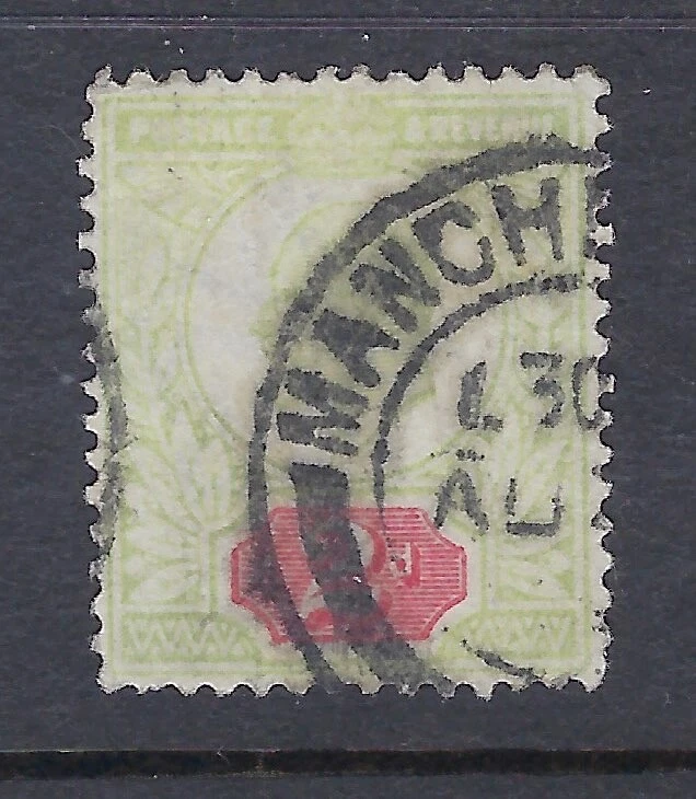G B  KEVII ) 2p Yellow-Green-Carmin W/Cancels Sc# 130 CV$22+ (GB176)* - Image 1 of 1
