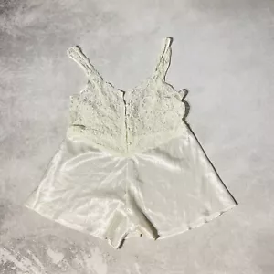 Vintage Victoria’s SECRET GOLD LABEL STRAMPLER mittel elfenbeinfarben Spitze Satin durchsichtig *fehlerhaft - Bild 1 von 17