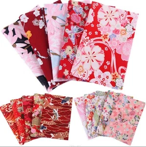 5x Craft Japanese Pattern Fabric Cloth Pieces Sewing Patchwork Wrap Material - Picture 1 of 15