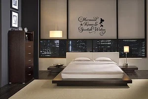 MERMAID KISSES STARFISH WISHES WALL DECAL GIRLS ROOM DECOR VINYL STICKER QUOTE - Picture 1 of 1