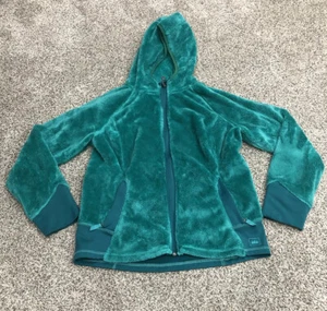REI Girls L(14-16) Green Full Zip Soft Fleece Hooded Jacket Pockets High Neck O8 - Picture 1 of 8