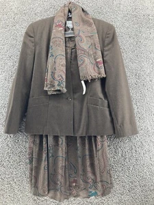 JH COLLECTIBLES  Skirt Suit 2 Piece Size 12 Wool USA Matching Scarf - Picture 1 of 13