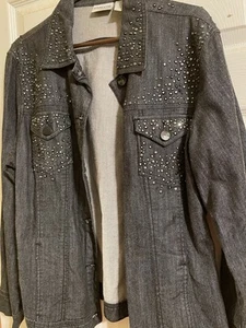 Chicos schwarze Jeansjacke mit Nieten und Strasssteinen mit Taschen Gr. 3 - Bild 1 von 7