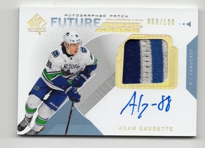 2018-19 SP Authentic Future Watch Limited Auto Patch #180 Adam Gaudette 053/100 - Image 1 of 2