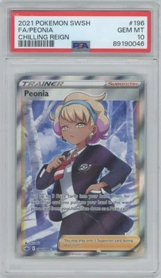 2021 Pokémon SWSH Chilling Reign #196 Peonia - Full Art (PSA 10 GEM MINT) - Image 1 of 2