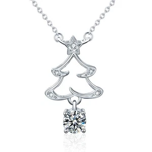 5mm Round Moissanite Pendant Necklace 925 Sterling Silver Chain Christmas Gift - Picture 1 of 9