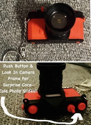 RARE Vintage Coca-Cola Las Vegas Mini Click Button Slideshow Camera Keychain NWT - Image 1 of 3