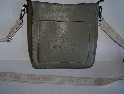 Nine West 女式斜挎包手提包橄榄绿色棕褐色 9 西字带全新无标签 — 第 1/4 张图片