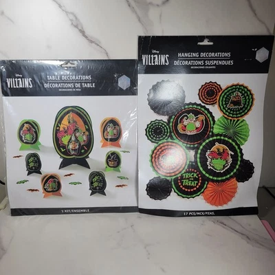 Disney Villanos Halloween Fiesta Decoraciones Mesa Decoración y Decoración Colgante JUEGO DE 2 Foto 1 de 4