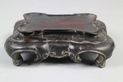 Chinese Vase Stand Base Vintage Carved Rosewood - Image 1 of 4