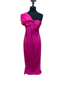 Marchesa Notte Fuchsia Pink Silk Long Evening Gown Size 4 Stunning! - Picture 1 of 4