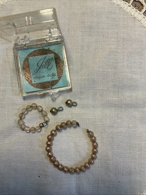 Gargantilla de perlas Vogue Jill Jan años 50, pulsera y pendientes colgantes en caja ¡Miss Revlon! Foto 1 de 4