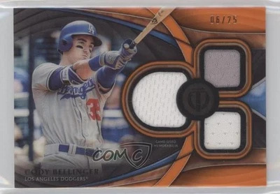 2018 Topps Tribute Tribute Triple Relics Orange /25 Cody Bellinger #TTR-CB - Image 1 of 2