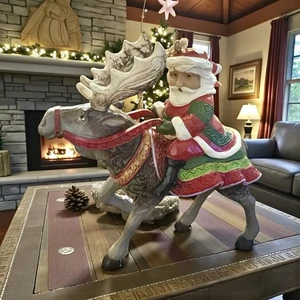 Jim Shore Heartwood Creek Santa Riding a Moose - Bild 1 von 10