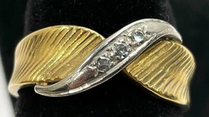 Estate Vintage ESEMCO 18k Two-Color Solid Gold Diamond Ring GIFT - Picture 1 of 6
