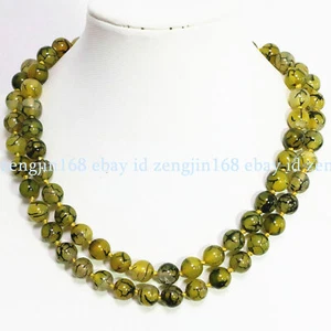 Natural 6/8/10mm Yellow Dragon Agate Round Gemstone Beads Necklace 36" AAA - Picture 1 of 12