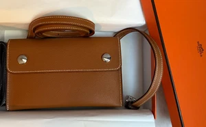 New Hermes Hermès Hermesnap Wallet To Go Epsom Gold PHW Hardware Crossbody Bag - Picture 1 of 7