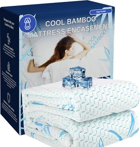Cooling Bamboo Rayon Mattress Protector with Zipper - 100% Waterproof Size Mattr - Picture 1 of 7