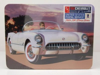 Chevrolet Corvette Convertible Serie Francobollo USPS 1953 Bianco Kit 1:25 AMT - Immagine 1 di 4