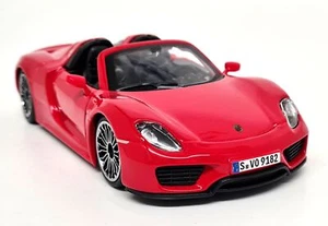 Burago 1/24 - Porsche 918 Spyder Red Supercar Diecast Scale Model Car - Picture 1 of 6