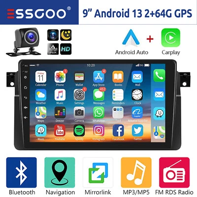 Android 13 Apple Carplay Autoradio GPS RDS WiFi Für BMW 3er E46 M3 Rover 75 MGZT - Bild 1 von 4