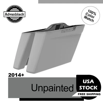 Неокрашенные расширенные сумки без выреза растянутая седельная сумка для Harley Davidson 2014+ - Изображение 1 из 4