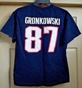 New England Patriots NFL Rob Gronkowski # 87 Blue  T-shirt Youth L