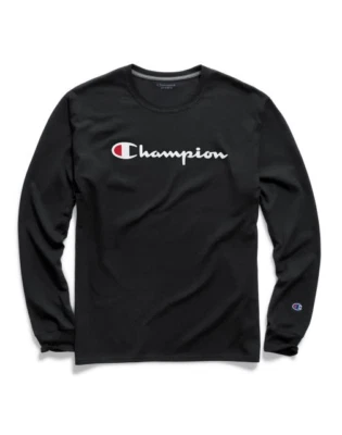 New Authentic Champion Men Jersey Script Logo Long Sleeves T-Shirt GT78H Y06794 - Image 1 of 2