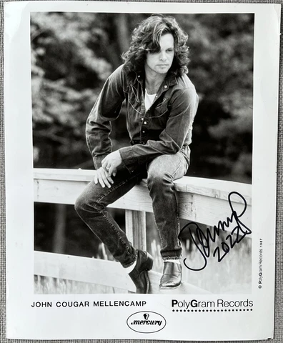 John Mellencamp Signed In Person RARE 8x10 B&W Promo Press Photo - Authentic Cover