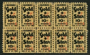 Canada Cinderella cc8190 "Gold Star", "Quebec", Block of 10 - Picture 1 of 1