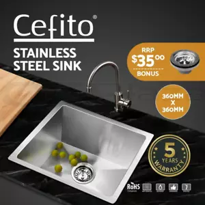 Cefito Kitchen Sink 36X36CM Stainless Steel Nano Basin Single Bowl Silver - Picture 1 of 7