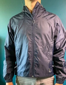 Men SIERRA DESIGNS packable lightweight Windbreaker Rain Jacket Navy Blue Med - Picture 1 of 7