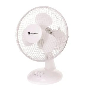 White 9" Desk Fan 2 Speed Oscillating Adjustable Angle Cooling 220V Home Office - Picture 1 of 2