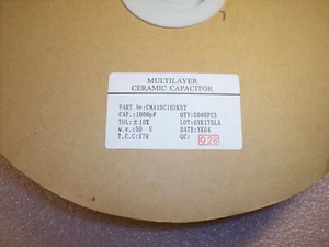Menge (5000) 1000pf 50V 10% X7R AXIAL KERAMIK MLCC KONDENSATOREN CMA10C102K5T SPULE - Bild 1 von 2