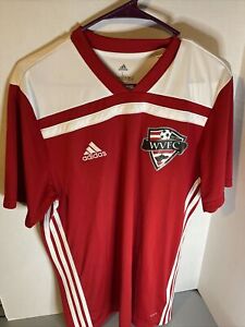 Adidas Soccer Jersey Red Tee Shirt climalite L West Virginia Football Club FIFA