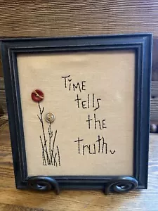 "Primitive Distressed schwarzes Holz gerahmt genäht Wandhängend 8"" x 9""" - Bild 1 von 3