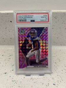 2020 Panini Mosaic NFL- Justin Jefferson Camo Pink Prizm PSA 10 Vikings RC