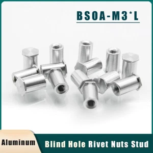 BSOA-M3 Aluminium Nietmutter Säulenmuttern Sacklochnieten Sechskantkopf Rivnut - Picture 1 of 29